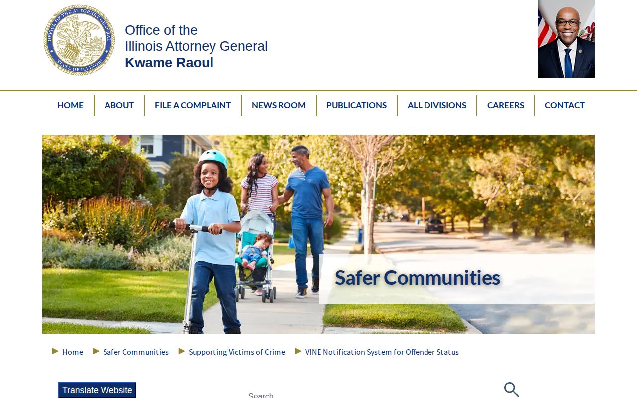 Illinois Attorney General VINE overview describing statewide custody and court notification services